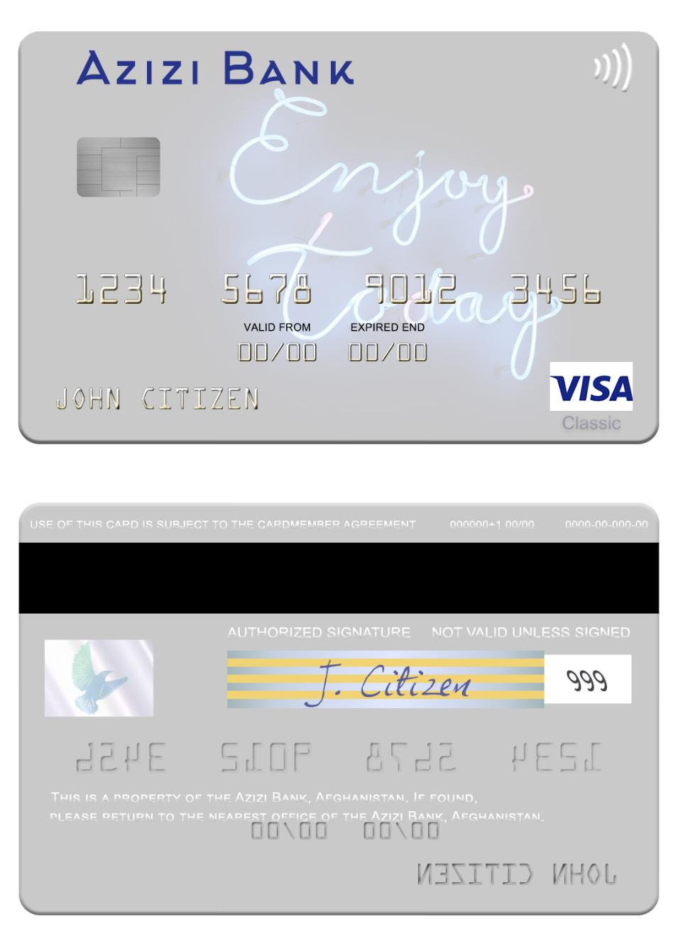 Afghanistan Azizi Bank visa card